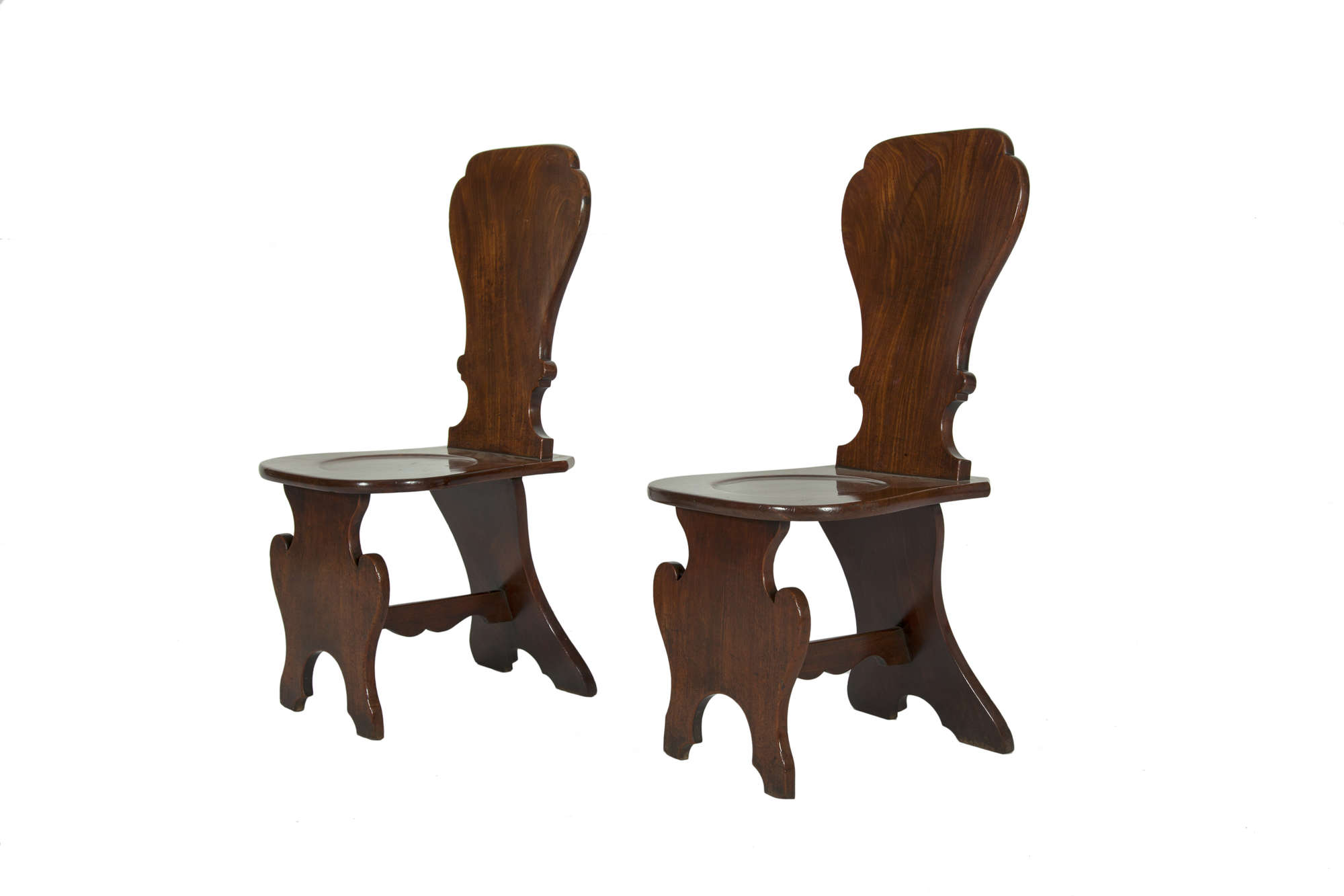Lot 248 A Pair Of George Ii Mahogany Sgabello Hall Chairs The