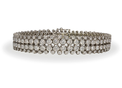 A bracelet of round brilliant cut diamonds,11.50ct total - Sold for €6,000