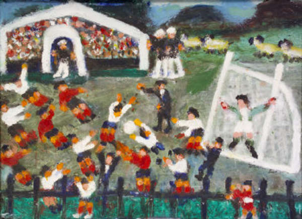 Gretta Bowen, (1880-1981) Football Match Oil on bo..., Fine Irish Art at Adams Auctioneers