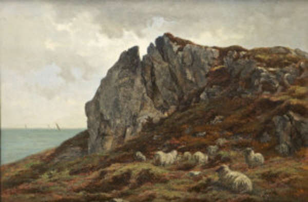 Alfred Grey RHA (1845-1926) Sheep by the Coast Oil..., Fine Irish Art at Adams Auctioneers