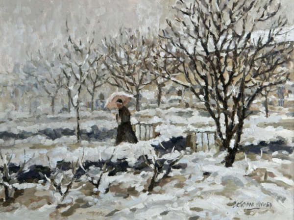 Desmond Hickey (1937-2007) Snow in Dublin Oil on c..., Fine Irish Art at Adams Auctioneers