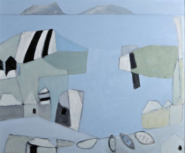 Padraig MacMiadhachain (b.1929) Black Roofs and Bl..., Fine Irish Art at Adams Auctioneers