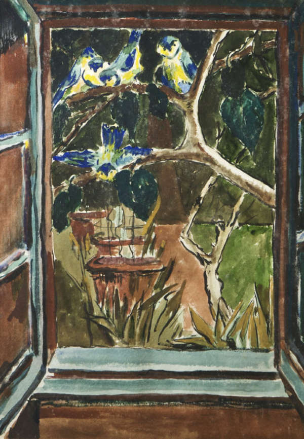 Caroline Scally(1886-1973) Blue Tits by the Window..., Fine Irish Art at Adams Auctioneers