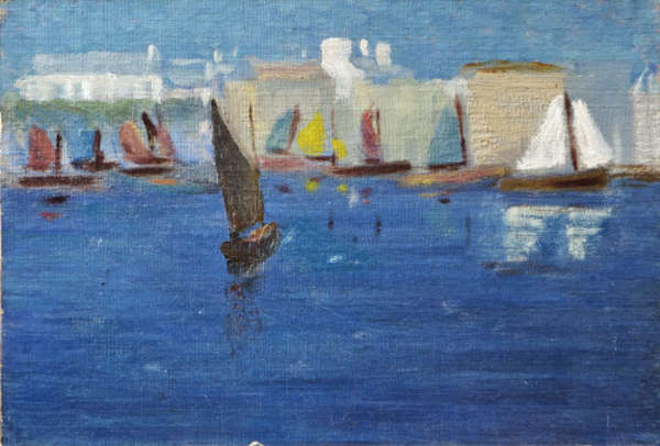 Samuel Taylor (1870 - 1944) Boats at Concarneau Oi..., Fine Irish Art at Adams Auctioneers