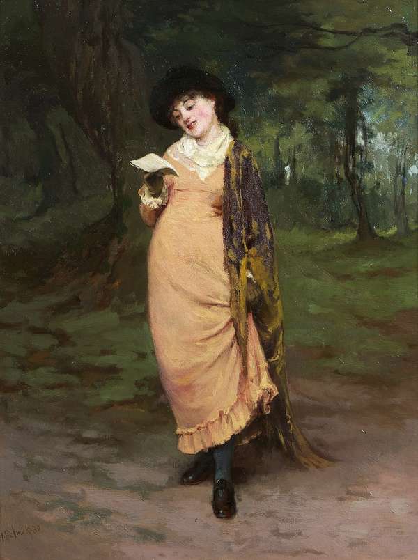 Howard Helmick RI (1845-1907) The Love Letter Oil ..., Fine Irish Art at Adams Auctioneers
