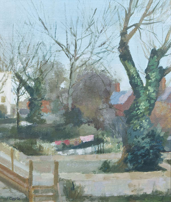 John Coyle RHA (b.1928) Back Gardens, Dún Laoghai..., Fine Irish Art at Adams Auctioneers