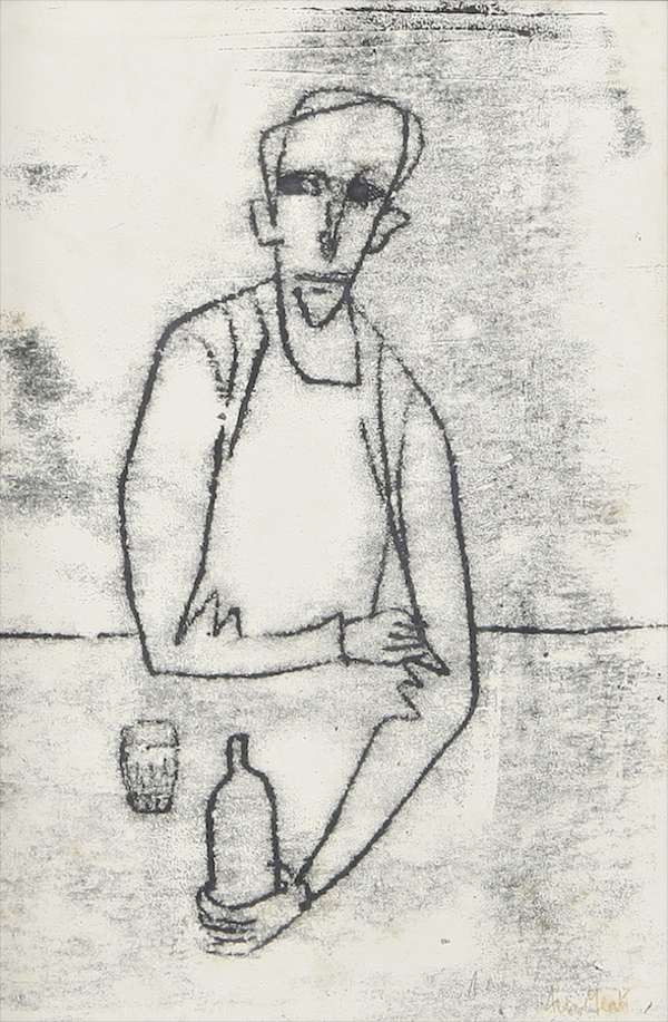 Anne Yeats RHA (1919-2001) Man in a Bar Oil monoty..., Fine Irish Art at Adams Auctioneers