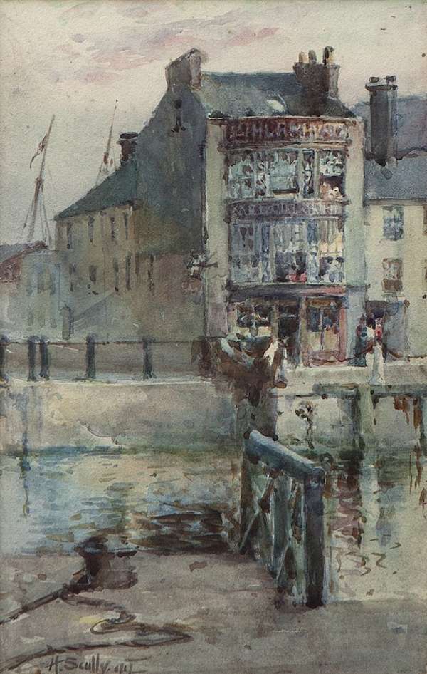Harry Scully RHA (c.1863-1935) Buildings on a Quay..., Fine Irish Art at Adams Auctioneers