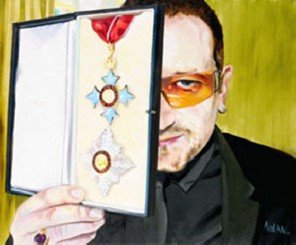 David Nolan (b.1966) Sir Bono Oil on canvas, 101 x..., Fine Irish Art at Adams Auctioneers