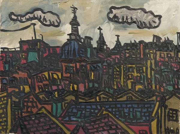 KENNETH HALL (1913-1946) Rooftops Oil on canvas, 3..., Fine Irish Art at Adams Auctioneers