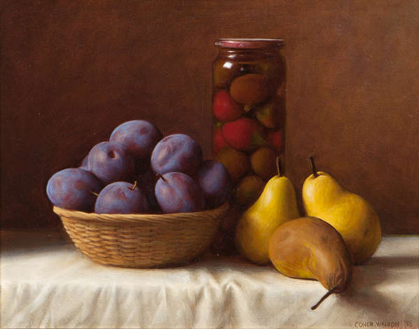 Conor Walton (b.1970) Plums & Pears  Oil on canvas..., Fine Irish Art at Adams Auctioneers