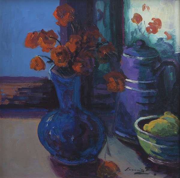 Willie Cunningham (b.1946) Blue Vase with Poppies ..., Fine Irish Art at Adams Auctioneers
