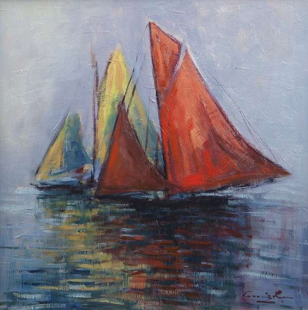 Willie Cunningham (b.1946) Galway Clippers Oil on ..., Fine Irish Art at Adams Auctioneers