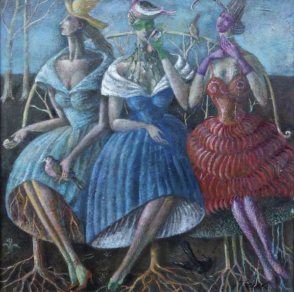 ELIZABETH TAGGART (b.1943) ''Bird Trio'' Oil on ca..., Fine Irish Art at Adams Auctioneers