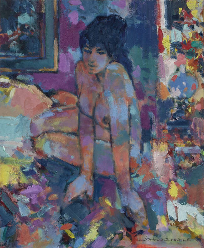 John O'Connell (b.1935)		
Sitting Nude 			
Oil on ..., Fine Irish Art at Adams Auctioneers