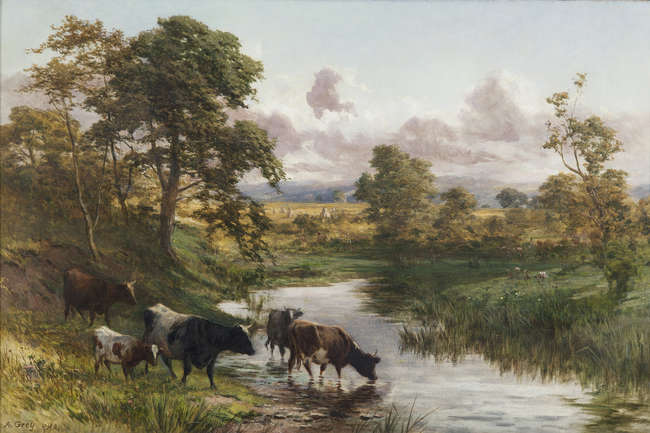 Alfred Grey RHA (1845-1926)
Cattle Watering in a R..., Fine Irish Art at Adams Auctioneers