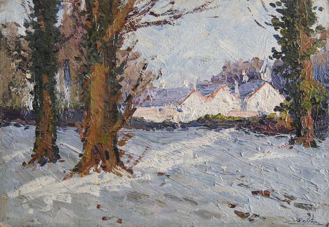 Hans Iten RUA (1874-1930)
'Snowy Landscape with Bu..., Fine Irish Art at Adams Auctioneers