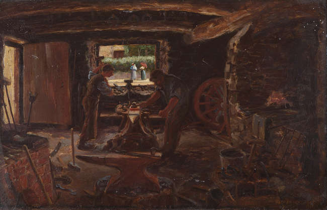 Norman Garstin (1847-1926)
The Workshop
Oil on boa..., Fine Irish Art at Adams Auctioneers