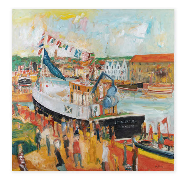 JOHN BELLANY RHA (b.1942)
Bonaventure, Eyemouth
Oi..., Fine Irish Art at Adams Auctioneers