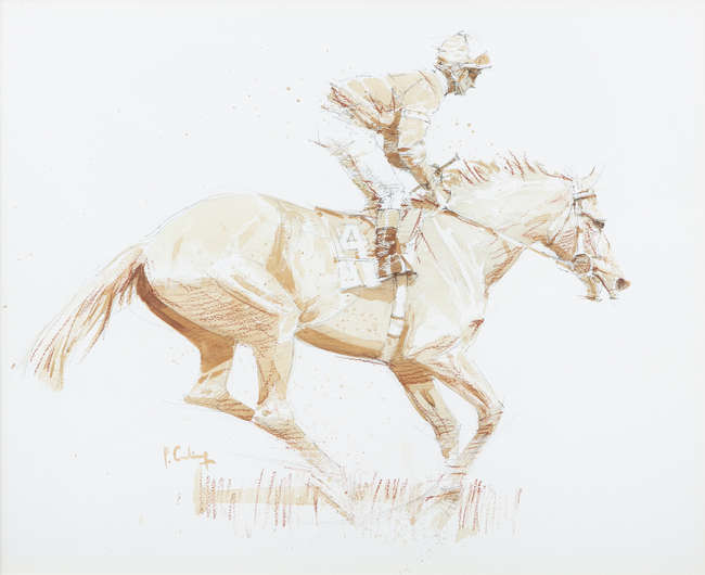 Peter Curling (b.1955)
Racehorse with Jockey Up 
I..., Fine Irish Art at Adams Auctioneers