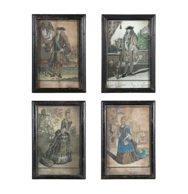 A COLLECTION OF FOUR FRENCH HAND COLOURED FRAMED E..., Fine Irish Art at Adams Auctioneers