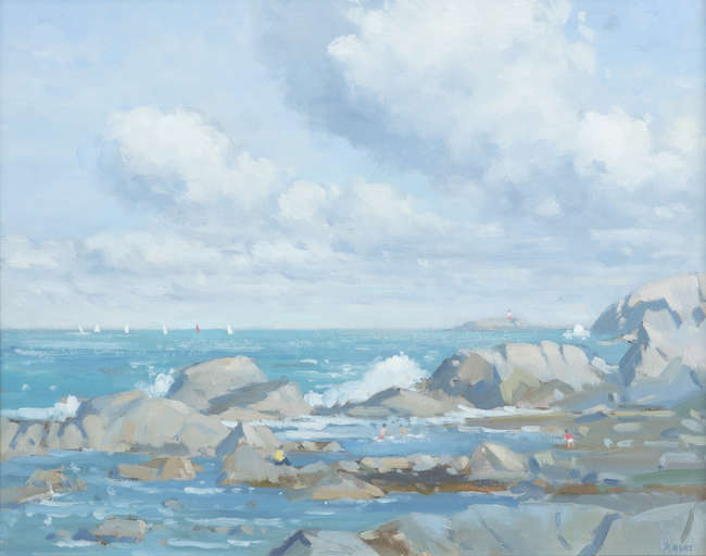 David Hone
Seapoint, view of Dalkey Island 
Oil on..., Fine Irish Art at Adams Auctioneers