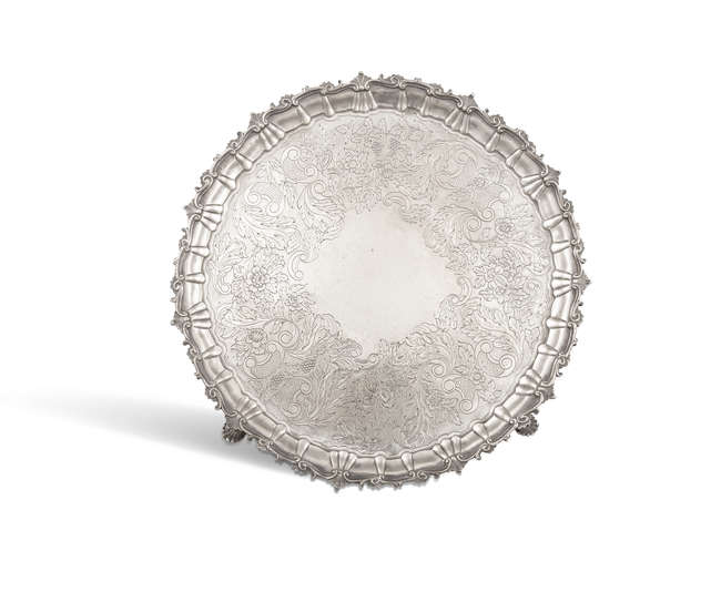 A LARGE IRISH SILVER SALVER,
Dublin 1819, mark of ..., Fine Irish Art at Adams Auctioneers