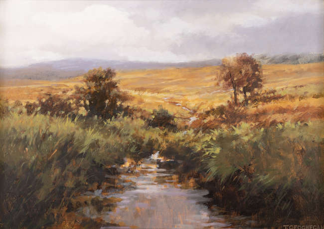 Trevor Geoghegan (b.1946)
Bog Stream
Acrylic on bo..., Fine Irish Art at Adams Auctioneers