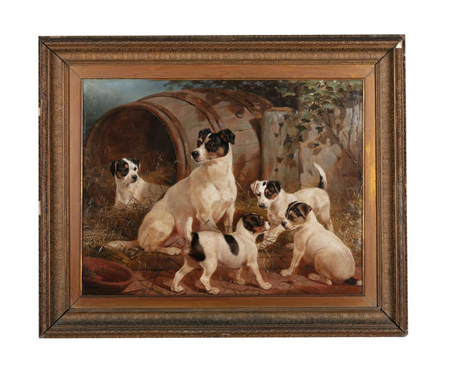 WILLIAM OSBORNE RHA (1823-1901)
A terrier with he..., Fine Irish Art at Adams Auctioneers