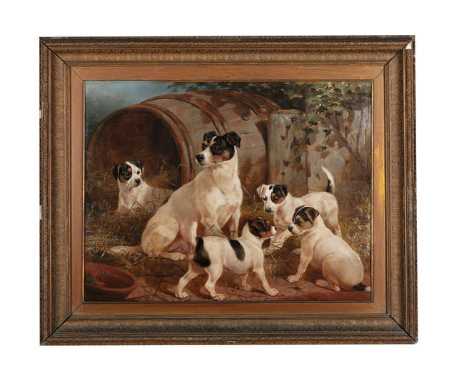 WILLIAM OSBORNE RHA (1823-1901)
A terrier with he..., Fine Irish Art at Adams Auctioneers