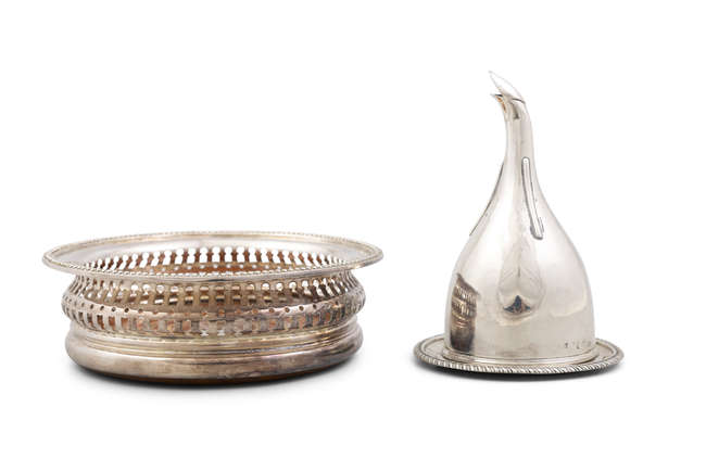 A SILVER WINE FUNNEL WITH A DRIP TRAY, 

Dublin ..., Fine Irish Art at Adams Auctioneers