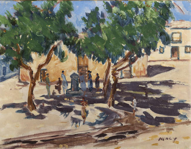 Henry Healy RHA (1909-1982)
Town Square
Oil on c..., Fine Irish Art at Adams Auctioneers