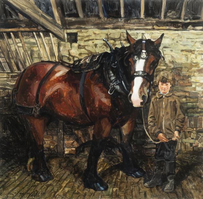 Mark O'Neill (B.1963)
Horse with Stable Boy 
Oil..., Fine Irish Art at Adams Auctioneers