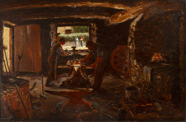 Norman Garstin (1847-1926)
The Workshop
Oil on b..., Fine Irish Art at Adams Auctioneers