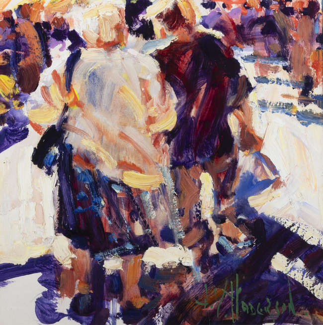 Arthur Maderson (b.1942) 
Figures
Oil on board, ..., Fine Irish Art at Adams Auctioneers