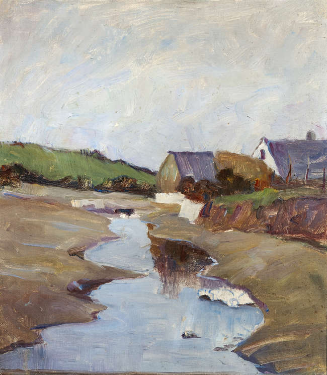 Sarah Purser HRHA (1848-1943) 
Cottages by an Est..., Fine Irish Art at Adams Auctioneers