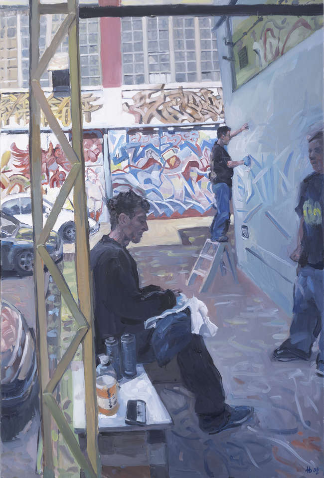 Hector McDonnell (B.1947) 
Graffiti 
Oil on canv..., Fine Irish Art at Adams Auctioneers