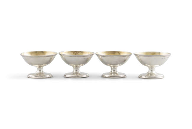 A SET OF FOUR IRISH SILVER SALTS, 

Dublin 1901,..., Fine Irish Art at Adams Auctioneers