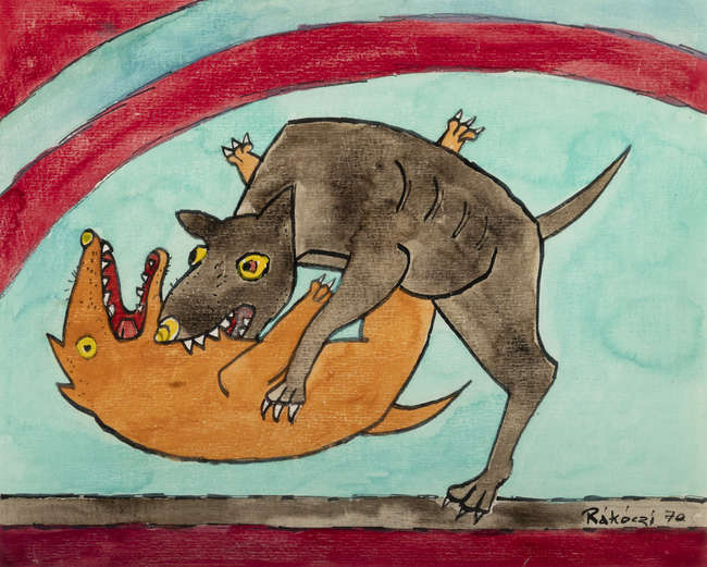 Basil Ivan Rakoczi (1908-1979) 
Dogs Fighting 
W..., Fine Irish Art at Adams Auctioneers