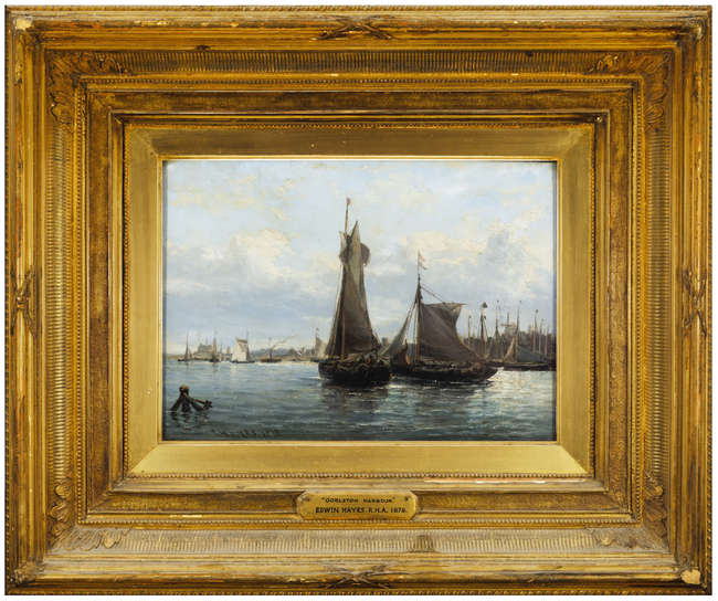 Edwin Hayes RHA RI ROI (1819-1904) 
Gorlston Harb..., Fine Irish Art at Adams Auctioneers