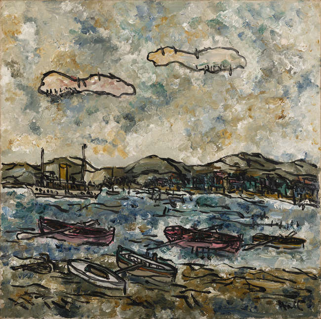 Kenneth Hall (1913-1946) 
Boats (1937) 
Oil on c..., Fine Irish Art at Adams Auctioneers