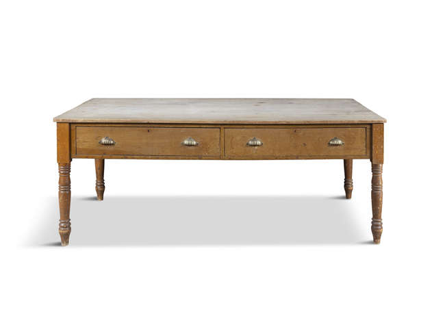 A LARGE VICTORIAN PINE KITCHEN TABLE,

the shape..., Fine Irish Art at Adams Auctioneers