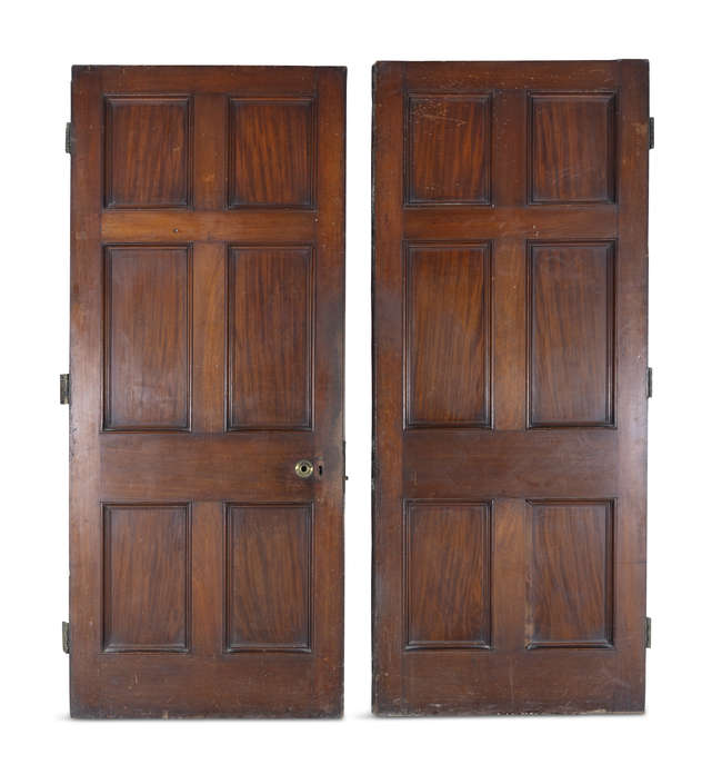 A PAIR OF MAHOGANY SIX-PANEL DOORS, 19TH CENTURY ..., Fine Irish Art at Adams Auctioneers