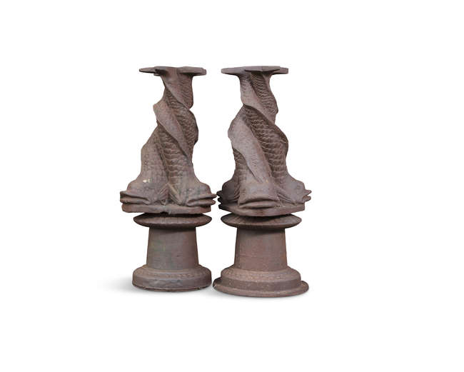 A PAIR OF CAST IRON PEDESTALS, 20TH CENTURY, 

w..., Fine Irish Art at Adams Auctioneers