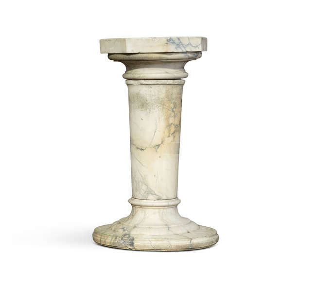 A WHITE MARBLE PILLAR ON HEXAGONAL BASE, 

92cm ..., Fine Irish Art at Adams Auctioneers