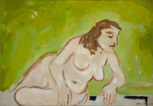 Stella Steyn (1907-1987)
Nude on Green 
Oil on c..., Fine Irish Art at Adams Auctioneers