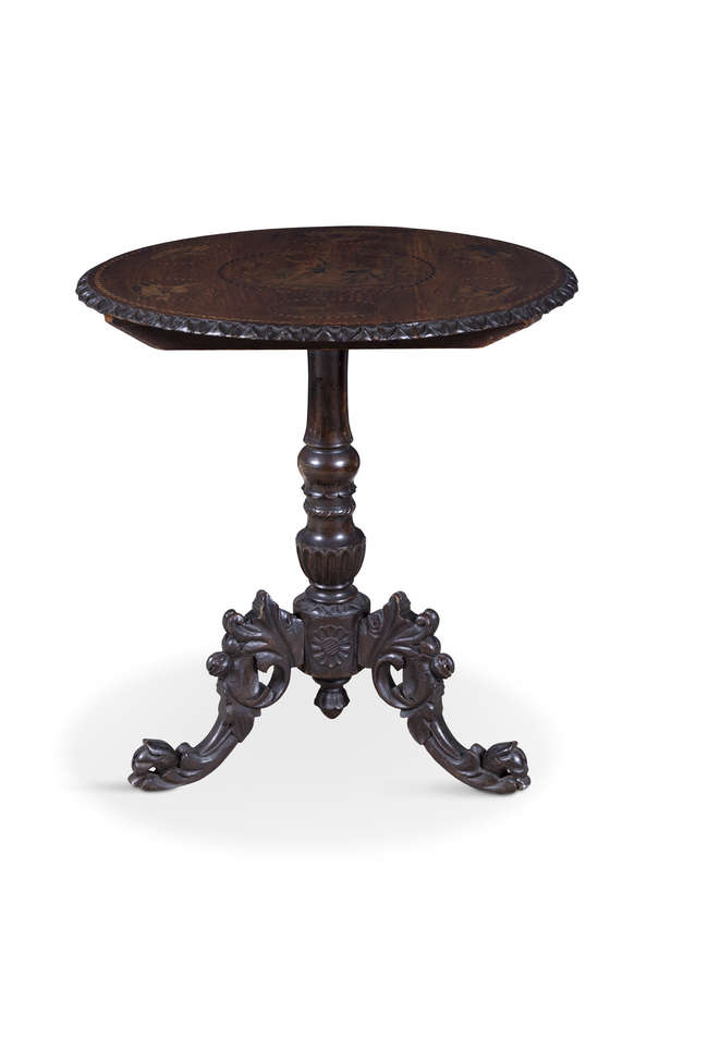 A BLACK FOREST MARQUETRY INLAID CIRCULAR OCCASIONA..., Fine Irish Art at Adams Auctioneers