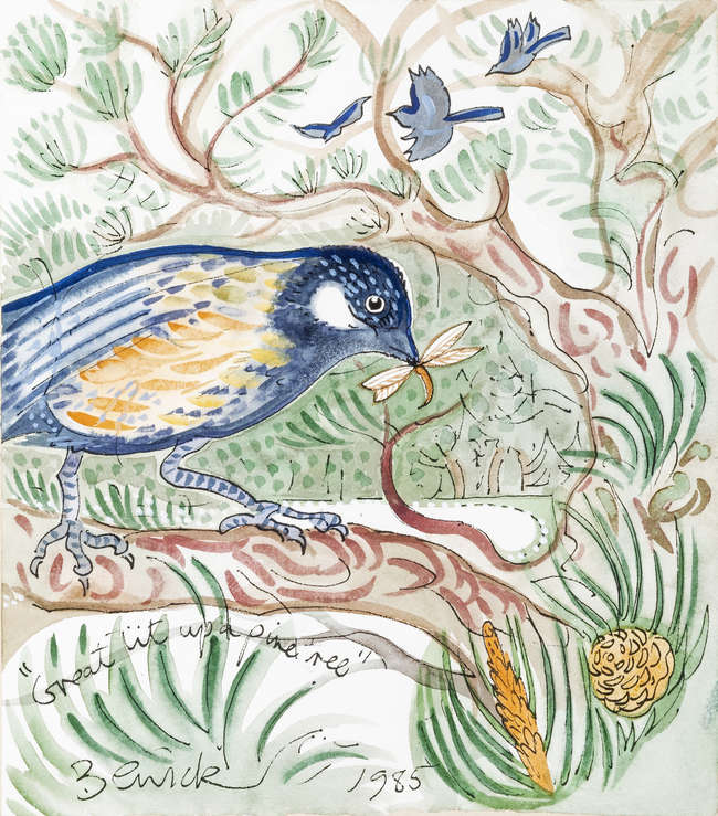 Pauline Bewick (1935-2022) 
Great Tit up a Pine T..., Fine Irish Art at Adams Auctioneers