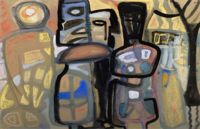 Noreen Rice (1936-2015) 
Three Figures
Oil on bo..., Fine Irish Art at Adams Auctioneers