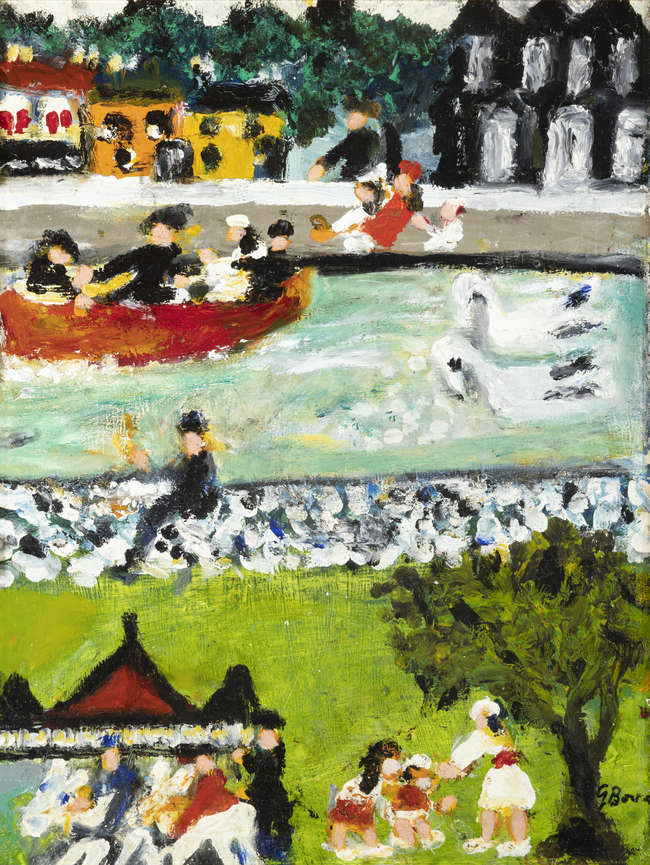 Gretta Bowen (1880-1981) 
River Outing 
Oil on b..., Fine Irish Art at Adams Auctioneers